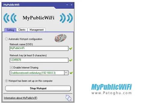 نرم افزار اشتراک گذاری اینترنت از طریق wifi با MyPublicWiFi v5.1 Final
