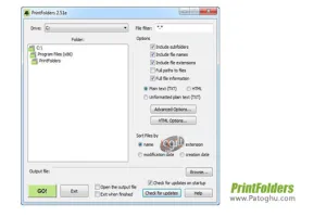 ساخت لیست از نام فایل ها و فولدرها PrintFolders 2.51f