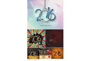 دانلود مجموعه تصاویر پس زمینه و وکتور تبریک کریسمس و سال 2016 با Stock 2016 Merry Chrstmas and Happy New Year