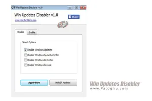 غیر فعال سازی آپدیت ویندوز  Win Updates Disabler 1.4