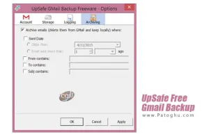 ایجاد نسخه پشتیبان از اکانت Gmail با UpSafe Free Gmail Backup 1.03.508