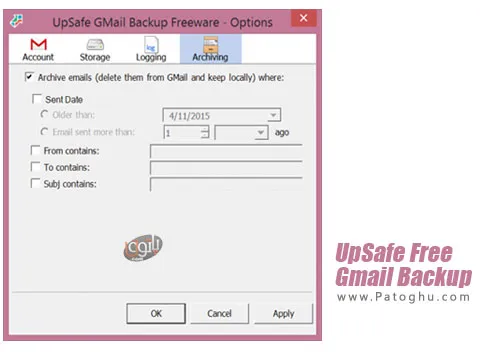 نرم افزار UpSafe Free Gmail Backup