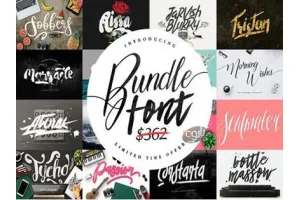 مجموعه 38 فونت انگلیسی Font Bundle &amp; Graphic