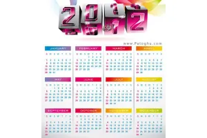 مجموعه وکتور بسیار زیبا تقویم 2012 با عنوان Calendar 2012 Vector