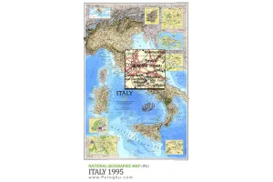 دانلود نقشه ایتالیا با کیفیت بالا برای کامپیوتر - National Geographic Italy 1995 Map