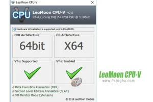دانلود LeoMoon CPU-V v2.0.3 تشخیص 32 یا 64 بیتی cpu و تست پشتیبانی از مجازی سازی