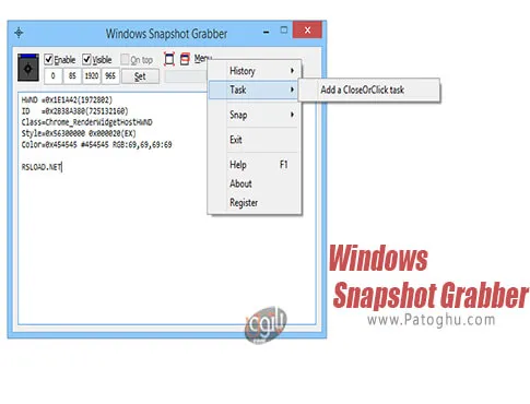 دانلود نرم افزار عکسبرداری از یک پنجره خاص در ویندوز Windows Snapshot Grabber 2020.12.620.2769