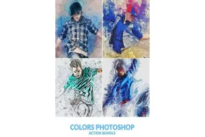 مجموعه 4 اکشن فتوشاپ با موضوع رنگ Colors Photoshop Action Bundle