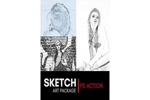 مجموعه 3 اکشن فتوشاپ با موضوع نقاشی Sketch Art Bundle Photoshop Action