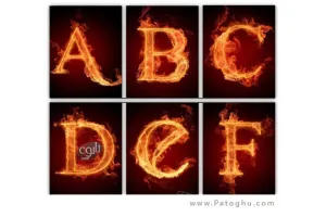 دانلود حروف الفبای انگلیسی آتشین به صورت گرافیکی - English Fire