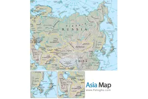 نقشه قاره آسیا با کیفیت بالا