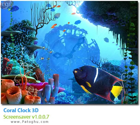 اسکرین سیور بسیار زیبا و جذاب ساعت زیر دریا Coral Clock 3D Screensaver v1.0.0.7 