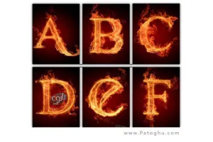 دانلود حروف الفبای انگلیسی آتشین به صورت گرافیکی - English Fire