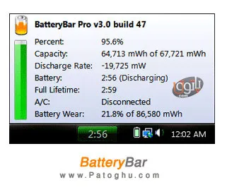 دانلود نرم افزار مدیریت بهینه سازی باتری لپ تاپ - BatteryBar 3.4.3