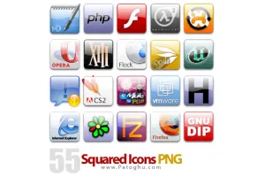 مجموعه ای از 55 آیکون مربعی گرافیکی