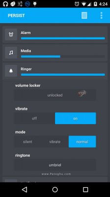 ابزار مدیریت و کنترل صدا در گوشی اندروید Persist Volume Control 4.7