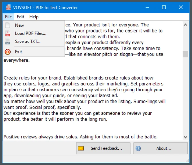 VovSoft PDF to Text Converter