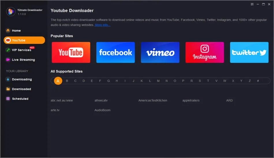 دانلود نرم افزار Y2mate Downloader 1.2.3.0 برنامه دانلود ویدیو از سرویس‌های پخش مختلف